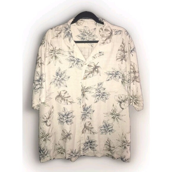 Batik Bay 100% Silk Hawaiian Tropical Shirt Button Up XXL Men's Short Sleeve Tan - Picture 1 of 8